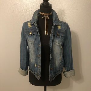 Cropped Jean jacket **FREE NECKLACE INCLUDED**